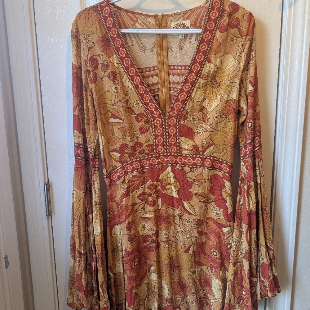 Nine Lives Bazaar Land OfThe Sun Flared Sleeve Mini Dress